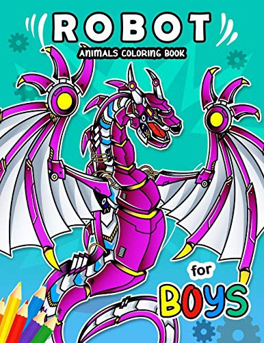 Cover for Robot Animals Coloring Book for Boy
