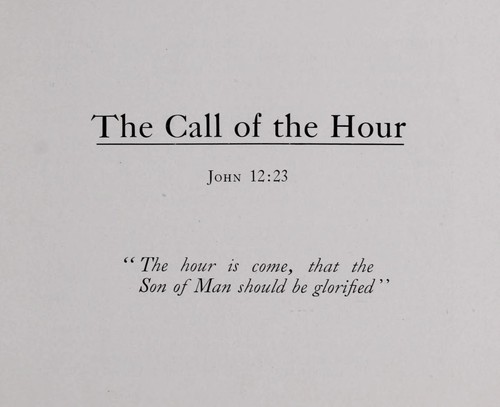 Cover for The call of the hour