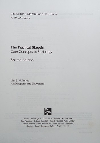 Cover for Instructor's Manual/Test Bank to Accompany the Practical Skeptic