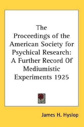 Cover for The Proceedings of the American Society for Psychical Research