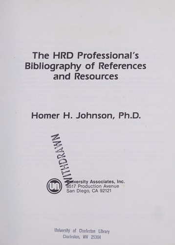 Cover for The HRD professional's bibliography of references and resources