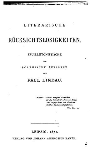 Cover for Literarische Rücksichtslosigkeiten: feuilletonistische und polemische Aufsätze