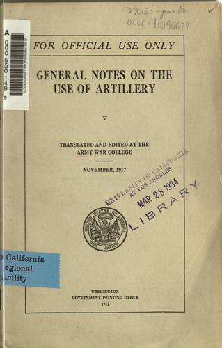 Cover for General notes on the use of artillery