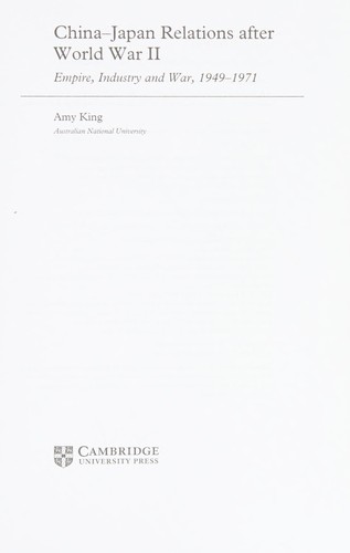 Cover for China-Japan Relations after World War Two