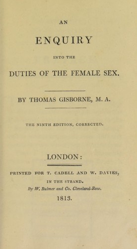 Cover for An enquiry into the duties of the female sex