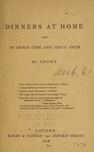 Cover for Dinners at home
