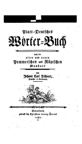 Cover for Platt-deutsches Wörter-buch: Nach der alten und neuen Pommerschen und Rügischen Mundart