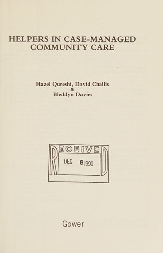 Cover for Helpers in case-managed community care
