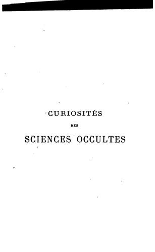 Cover for Curiosités des sciences occultes