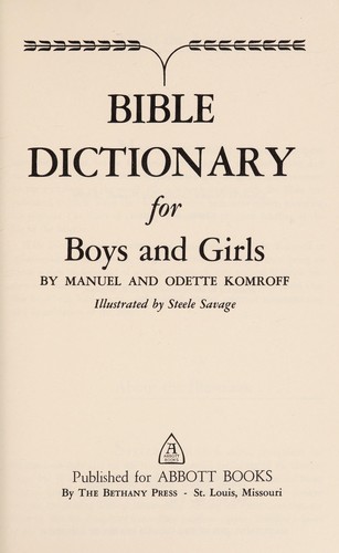 Cover for Bible dictionary for boys and girls