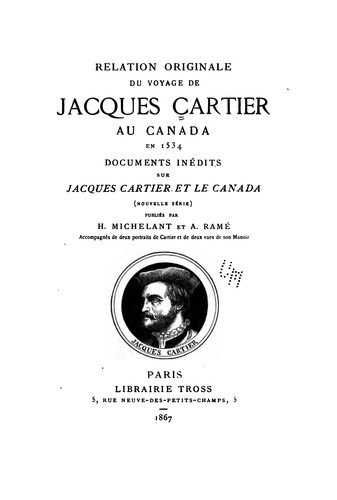 Cover for Relation originale du voyage de Jacques Cartier au Canada en 1534.