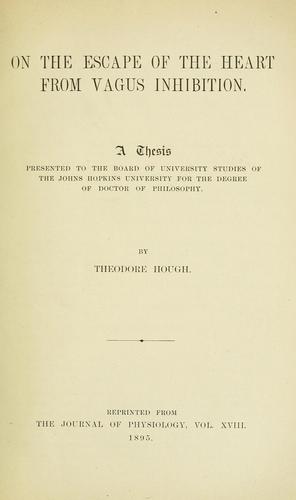 Cover for On the escape of the heart from vagus inhibition.