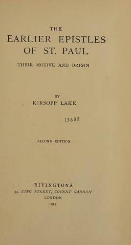 Cover for The earlier epistles of St. Paul