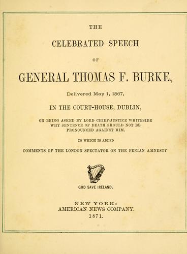Cover for The celebrated speech of General Thomas F. Burke