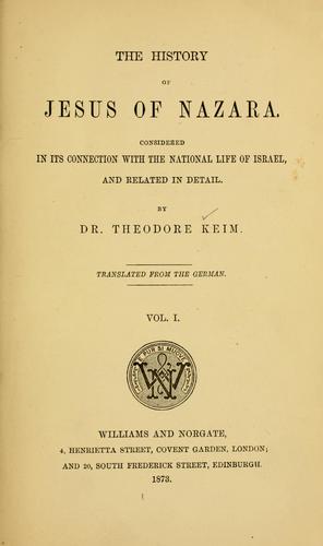 Cover for history of Jesus of Nazara