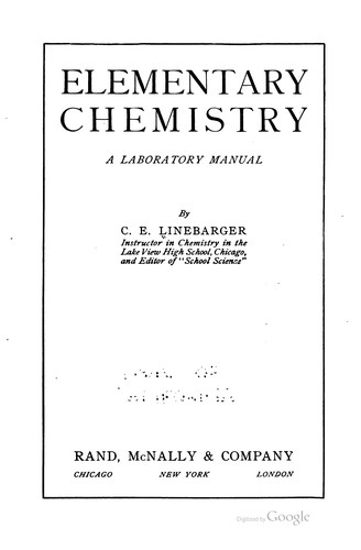 Cover for Elementary chemistry
