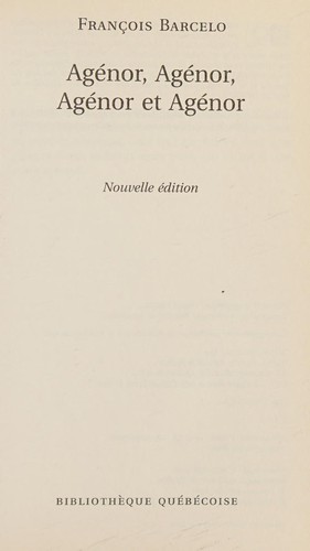 Cover for Agénor, Agénor, Agénor et Agénor