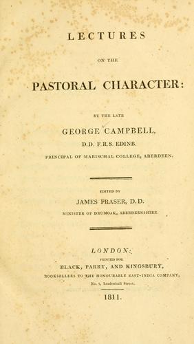 Cover for Lectures on the pastoral character