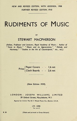 Cover for Rudiments of music