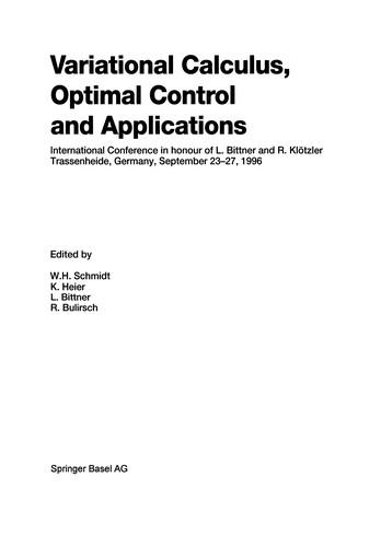 Cover for Variational Calculus, Optimal Control and Applications