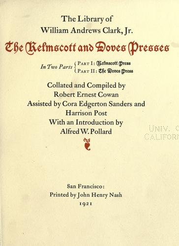 Cover for The library of William Andrews Clark, Jr.