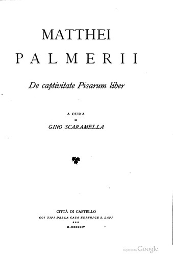 Cover for De captivitate Pisarum liber