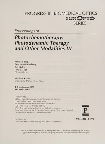 Cover for Proceedings of photochemotherapy