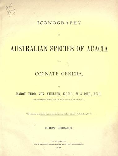 Cover for Iconography of Australian species of Acacia and cognate genera