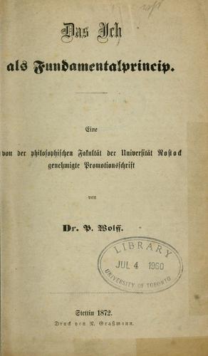 Cover for Das Ich als Fundamentalprincip