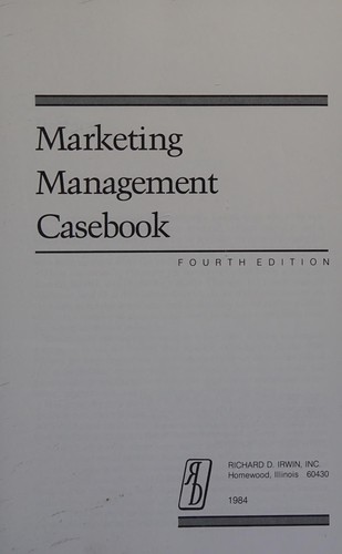 Cover for Marketing management casebook