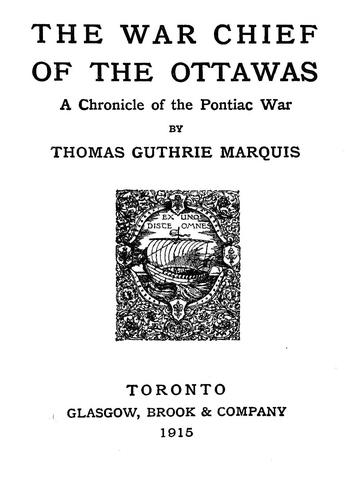 Cover for The war chief of the Ottawas