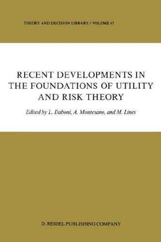 Cover for Recent developments in the foundations of utility and risk theory