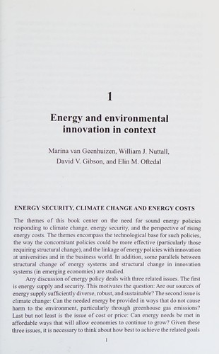 Cover for Energy and innovation