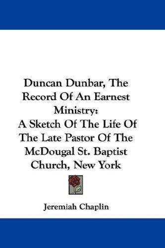 Cover for Duncan Dunbar, The Record Of An Earnest Ministry