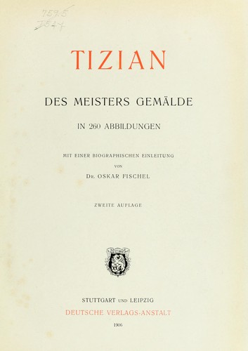 Cover for Tizian, des meisters gemälde in 260 abbildungen