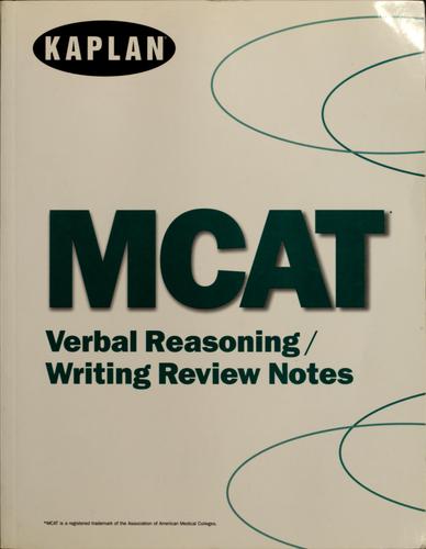 Cover for MCAT verbal reasoning/writing review notes