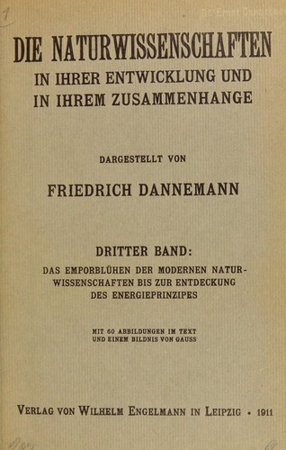 Cover for Die naturwissenschaften in ihrer entwicklung und in ihrem zusammenhange