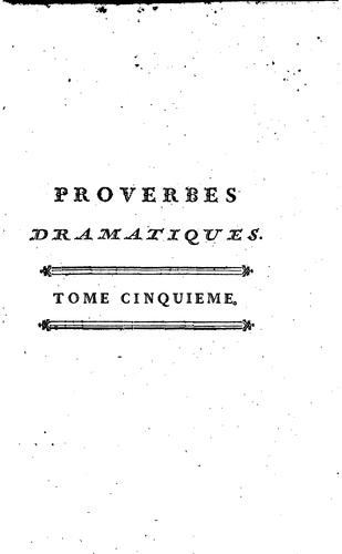 Cover for Proverbes dramatiques de Carmontelle.