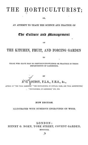 Cover for The horticulturist