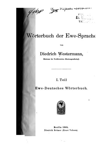Cover for Wörterbuch der EWE-sprache