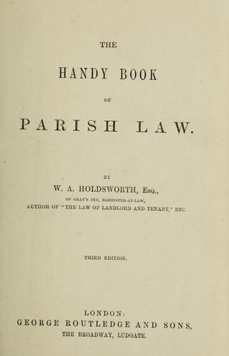 Cover for The handy book of parish law