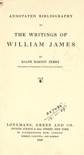 Cover for Annotated bibliography of the writings of William James.