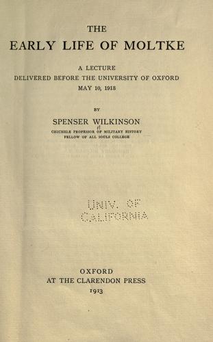 Cover for The early life of Moltke