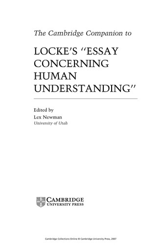 Cover for The Cambridge companion to Locke's "Essay concerning human understanding"