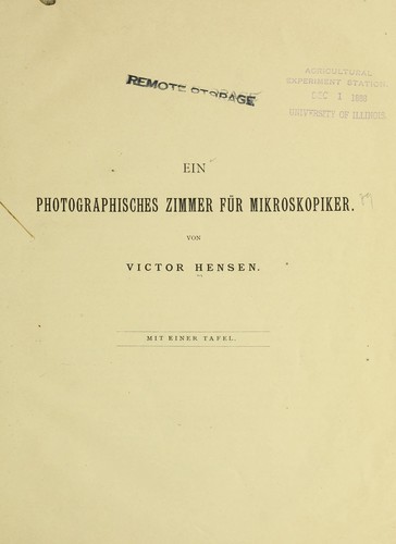 Cover for Ein photographisches Zimmer für Mikroskopiker