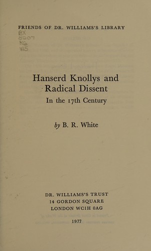 Cover for Hanserd Knollys and radical dissent in the 17th century