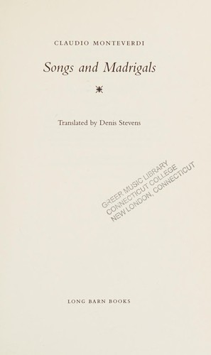 Cover for Songs and madrigals