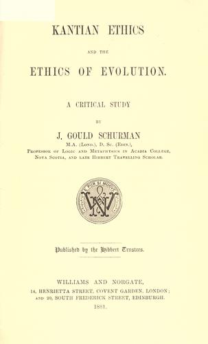 Cover for Kantian ethics and the ethics of evolution