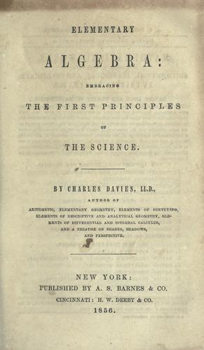 Cover for Elementary algebra