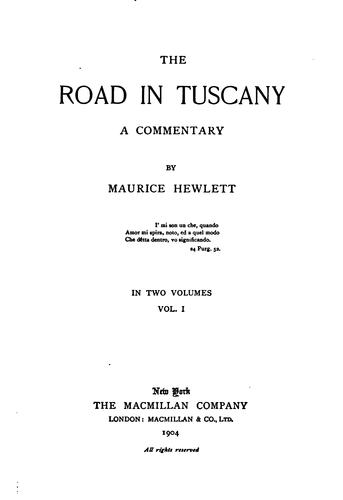 Cover for The Road in Tuscany: A Commentary
